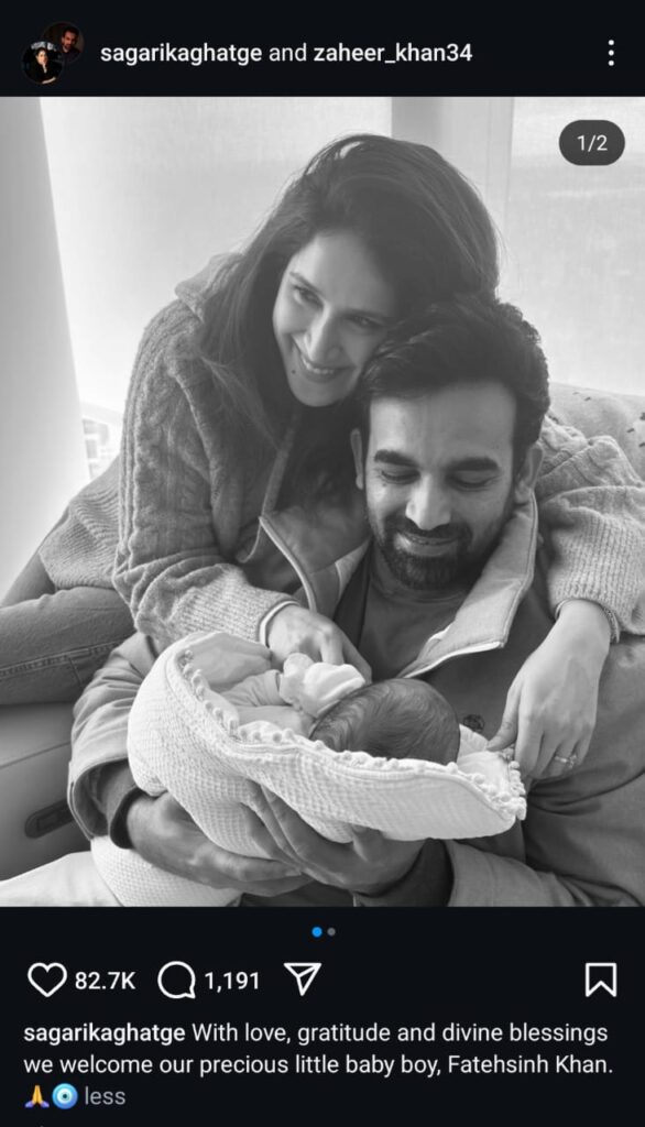 Zaheer Khan & Sagarika welcomed baby boy